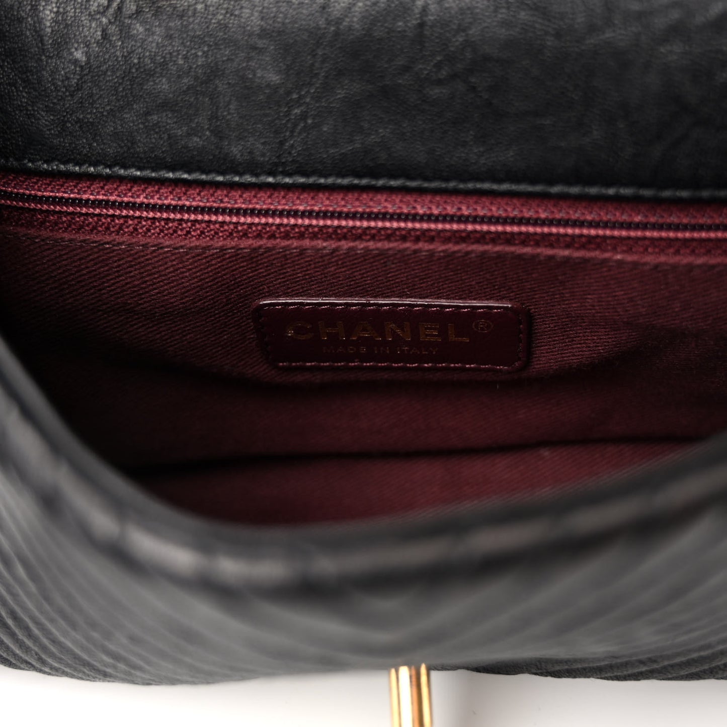 Calfskin Surpique Chevron Small Flap Black