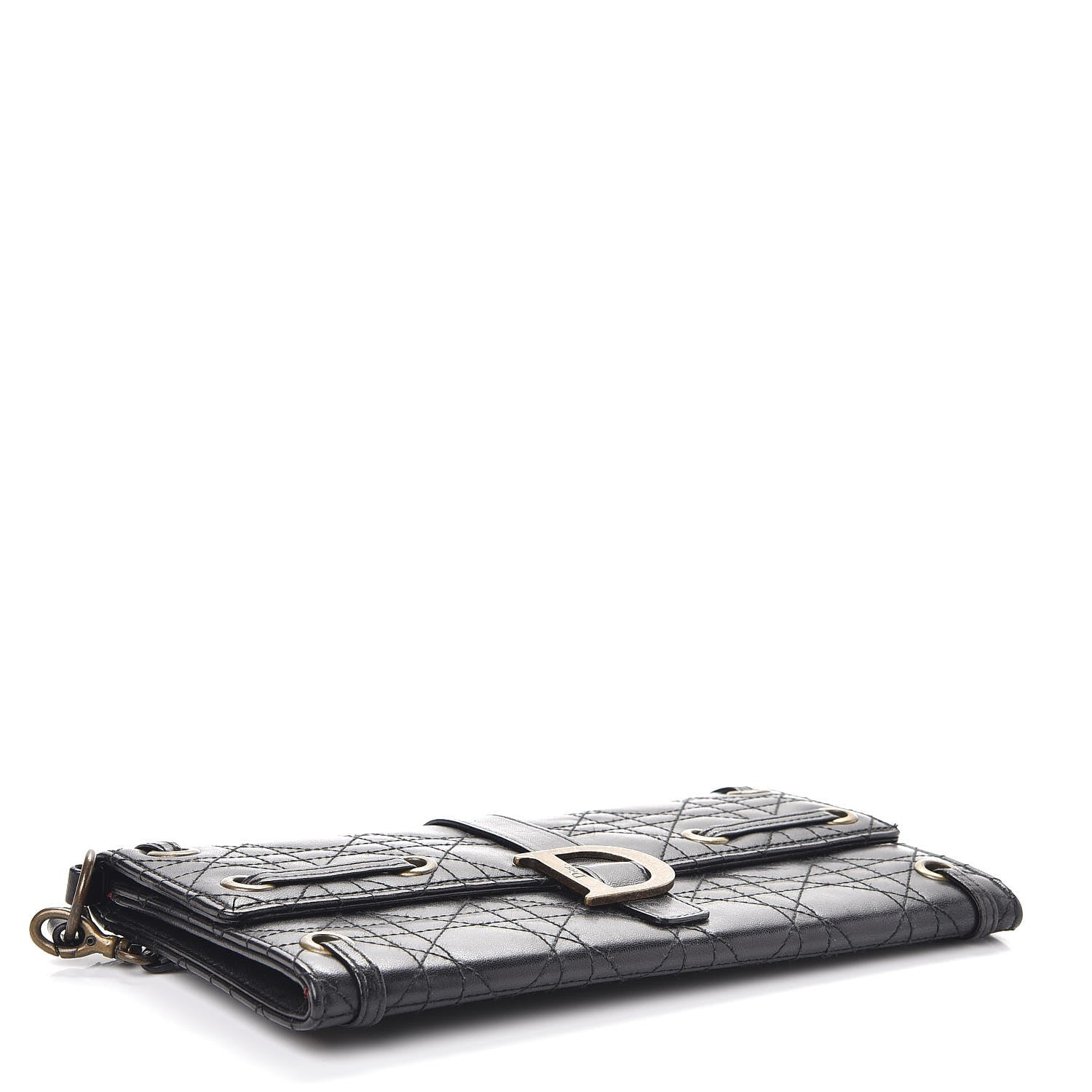 Christian Dior Lambskin Cannage D Clutch Wristlet Black 4 of 11