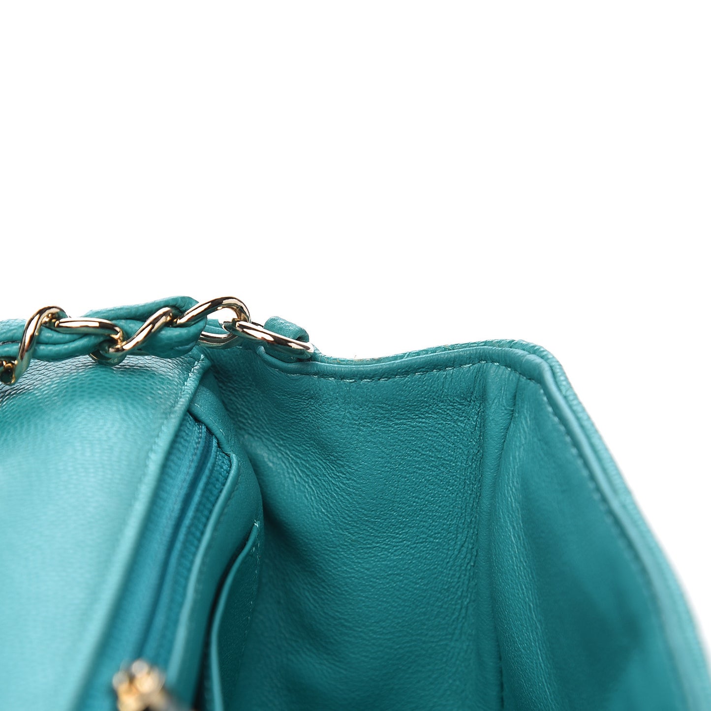 Caviar Quilted Mini Rectangular Flap Turquoise