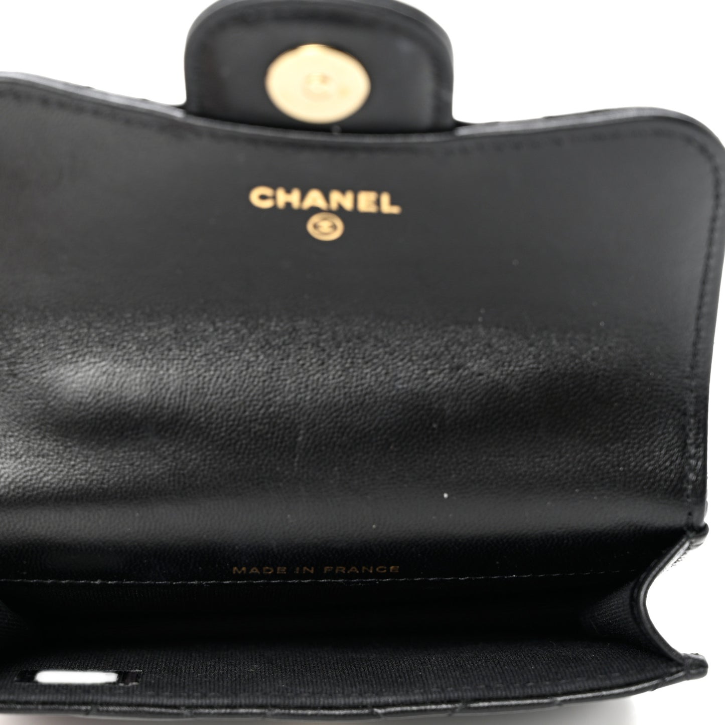 Lambskin Quilted Top Handle Flap Coin Purse With Chain Black