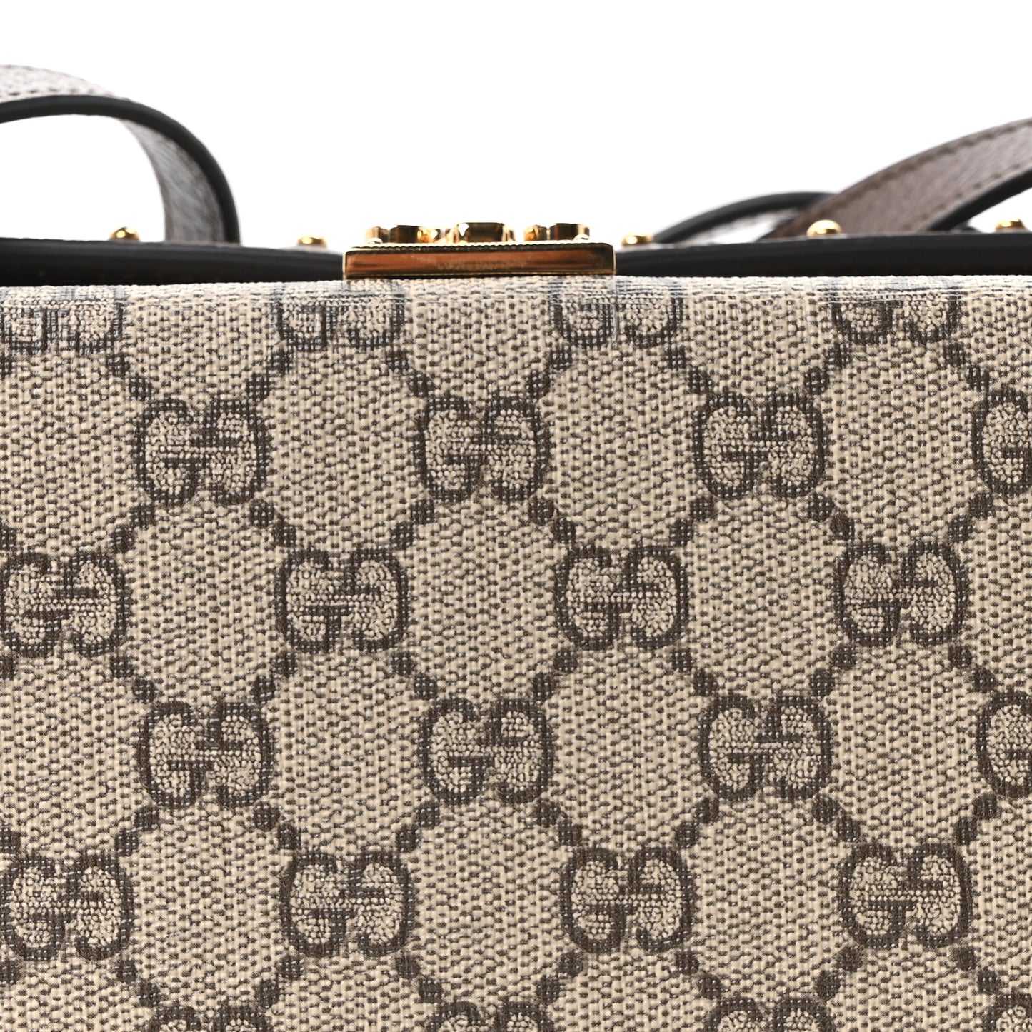 GG Supreme Monogram Textured Dollar Calfskin Mini Trunk Shoulder Bag Beige Ebony New Acero