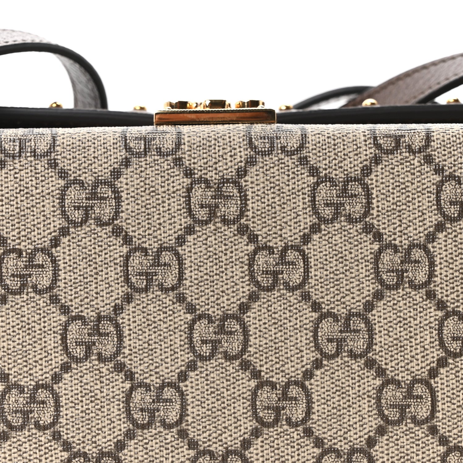 Gucci GG Supreme Monogram Textured Dollar Calfskin Mini Trunk Shoulder Bag Beige Ebony New Acero 8 of 10