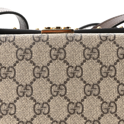 Gucci GG Supreme Monogram Textured Dollar Calfskin Mini Trunk Shoulder Bag Beige Ebony New Acero 8 of 10
