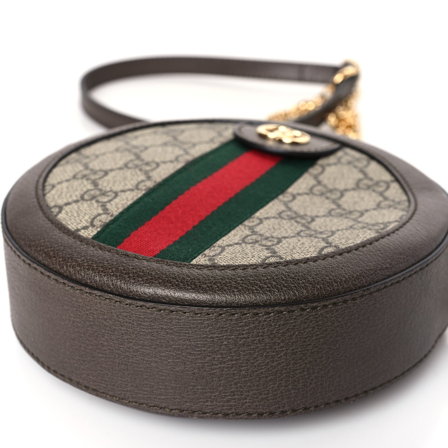 Gucci GG Supreme Monogram Web Mini Ophidia Round Shoulder Bag Brown 9 of 9