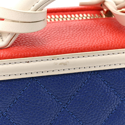 Chanel Caviar Quilted Small CC Filigree Vanity Case Blue White Red 17 of 17