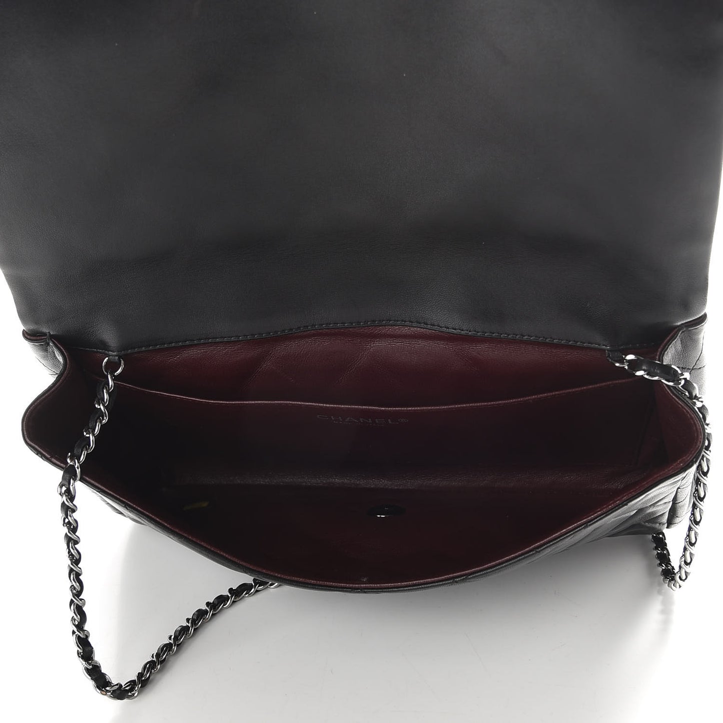 Lambskin Quilted Clutch With Chain Flap Black