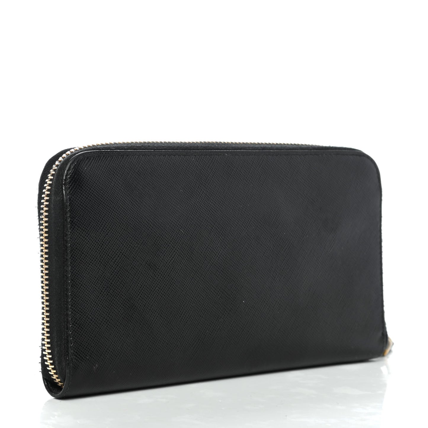 Saffiano Metal Zip Around Wallet Black