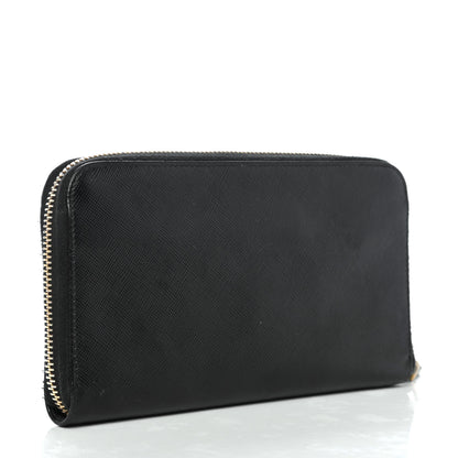 Prada Saffiano Metal Zip Around Wallet Black 2 of 4