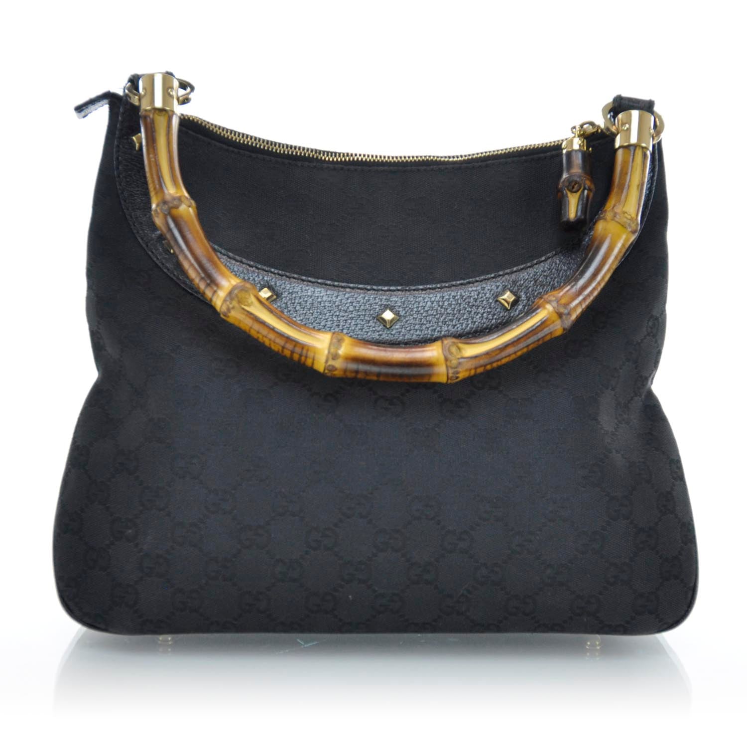 Gucci Monogram Anita Bamboo Top Handle Bag Black 3 of 11