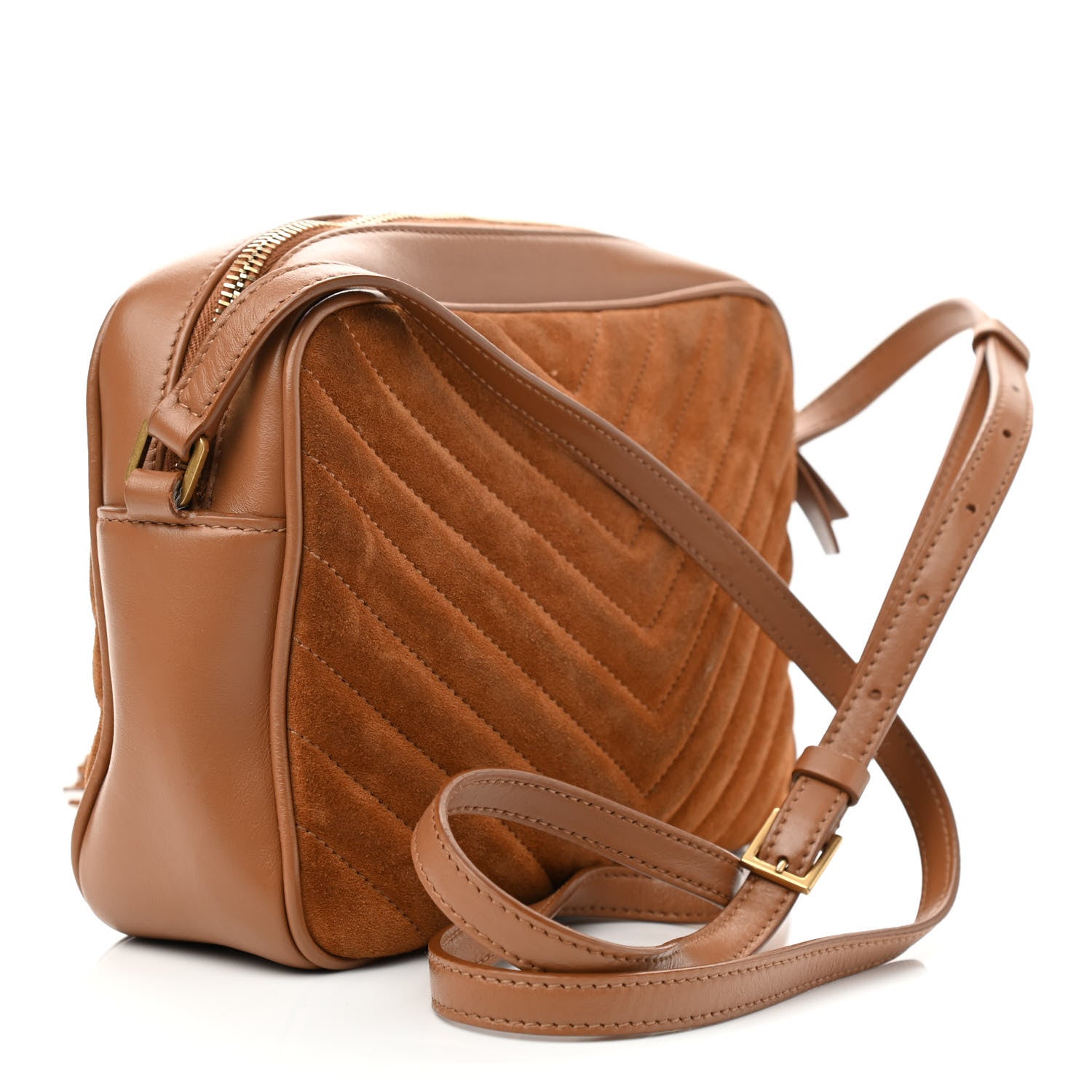 Saint Laurent Suede Matelasse Monogram Lou Camera Bag Cinnamon 3 of 9