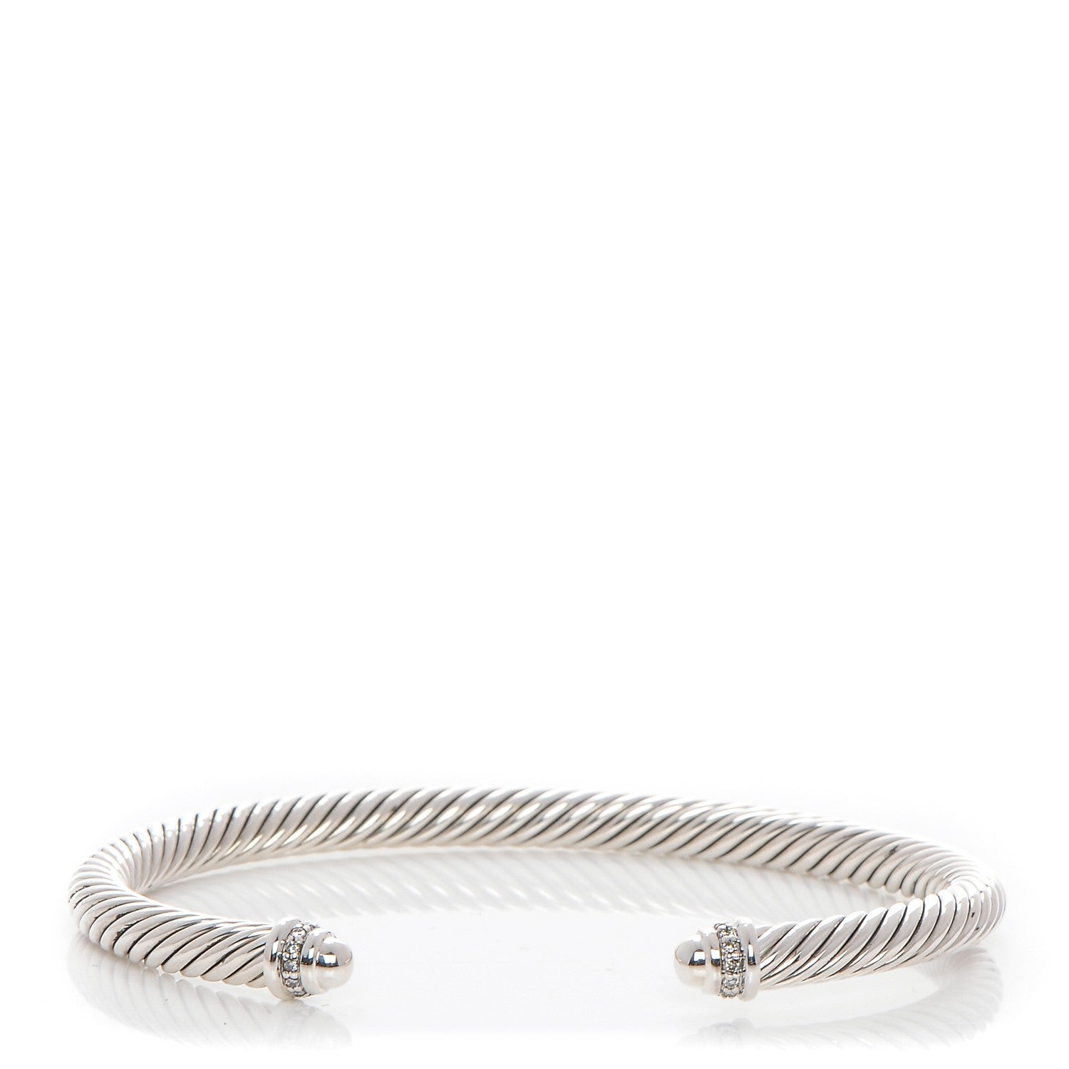 David Yurman Sterling Silver Diamond 5mm Cable Classics Dome Bracelet 1 of 6