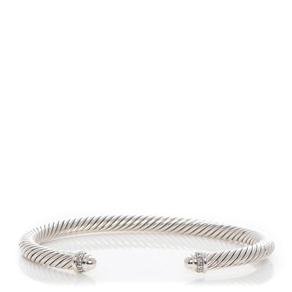 David Yurman Sterling Silver Diamond 5mm Cable Classics Dome Bracelet 1 of 6