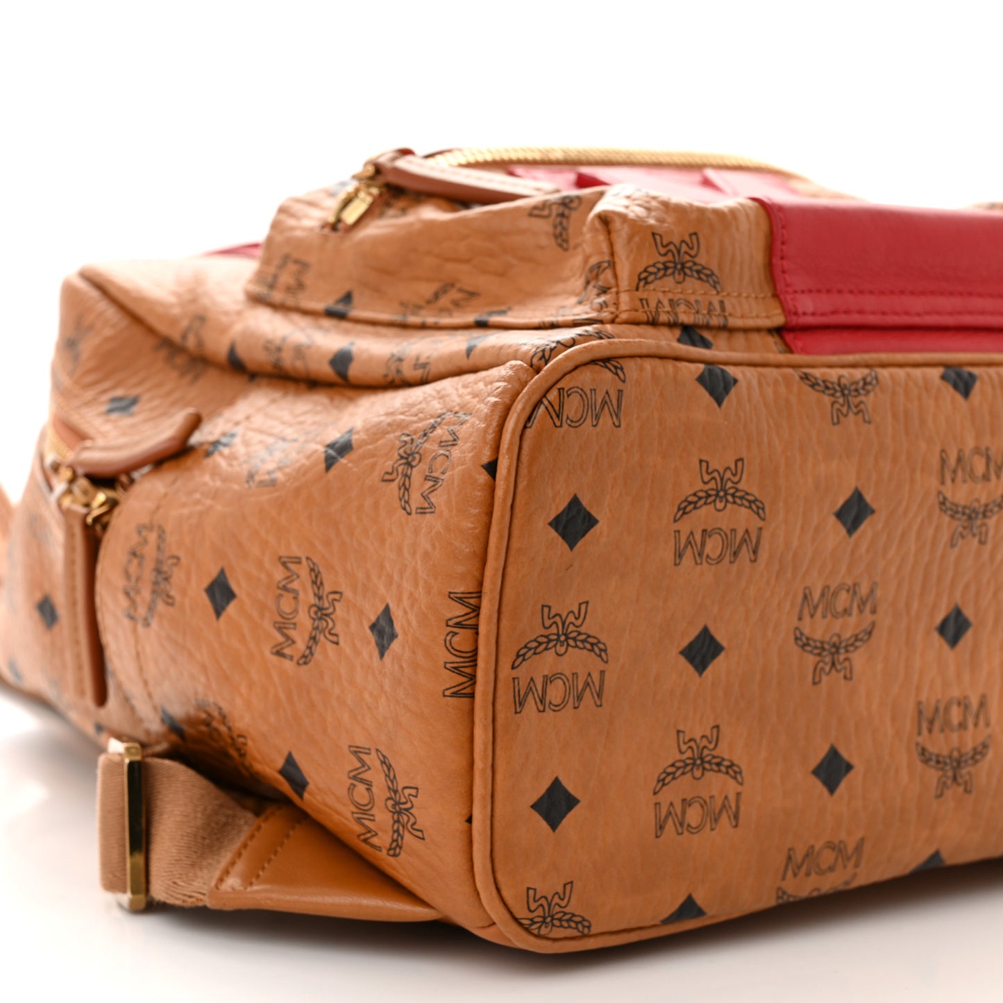 Visetos Small Stark Logo Stripe Backpack Cognac Red