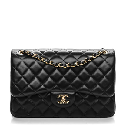 Chanel Lambskin Quilted Jumbo Double Flap Black 1 of 7