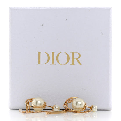 Christian Dior Pearl Tribales Dangle Chain Earrings Gold 5 of 5