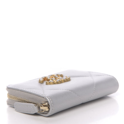 Chanel Goatskin Quilted 19 Zip Around Coin Purse Wallet Silver 4 of 8