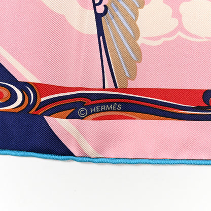 Hermes Silk De la Mer Au Ciel Scarf 90 Marron Vieux Rose Bleu 4 of 4