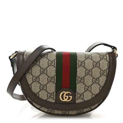 Gucci GG Supreme Monogram Textured Dollar Calfskin Web Mini Ophidia Flap Shoulder Bag Beige Ebony New Acero 1 of 10