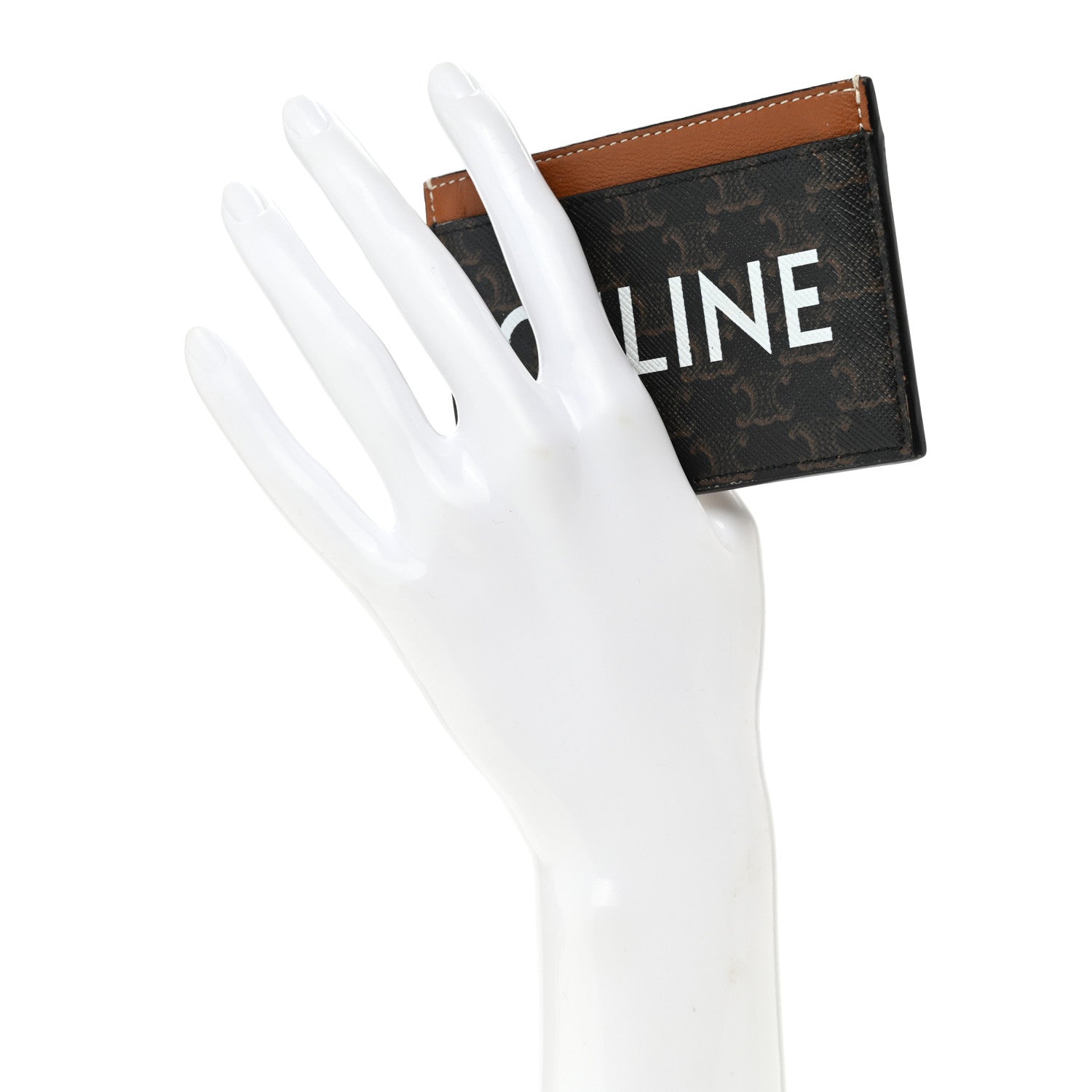 Celine Triomphe Canvas Card Holder Tan 2 of 6