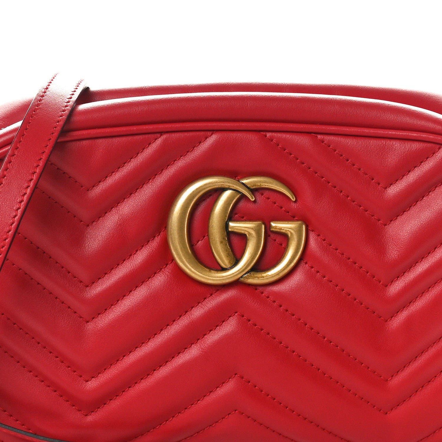 Gucci Calfskin Matelasse Small GG Marmont Chain Shoulder Bag Hibiscus Red 8 of 10