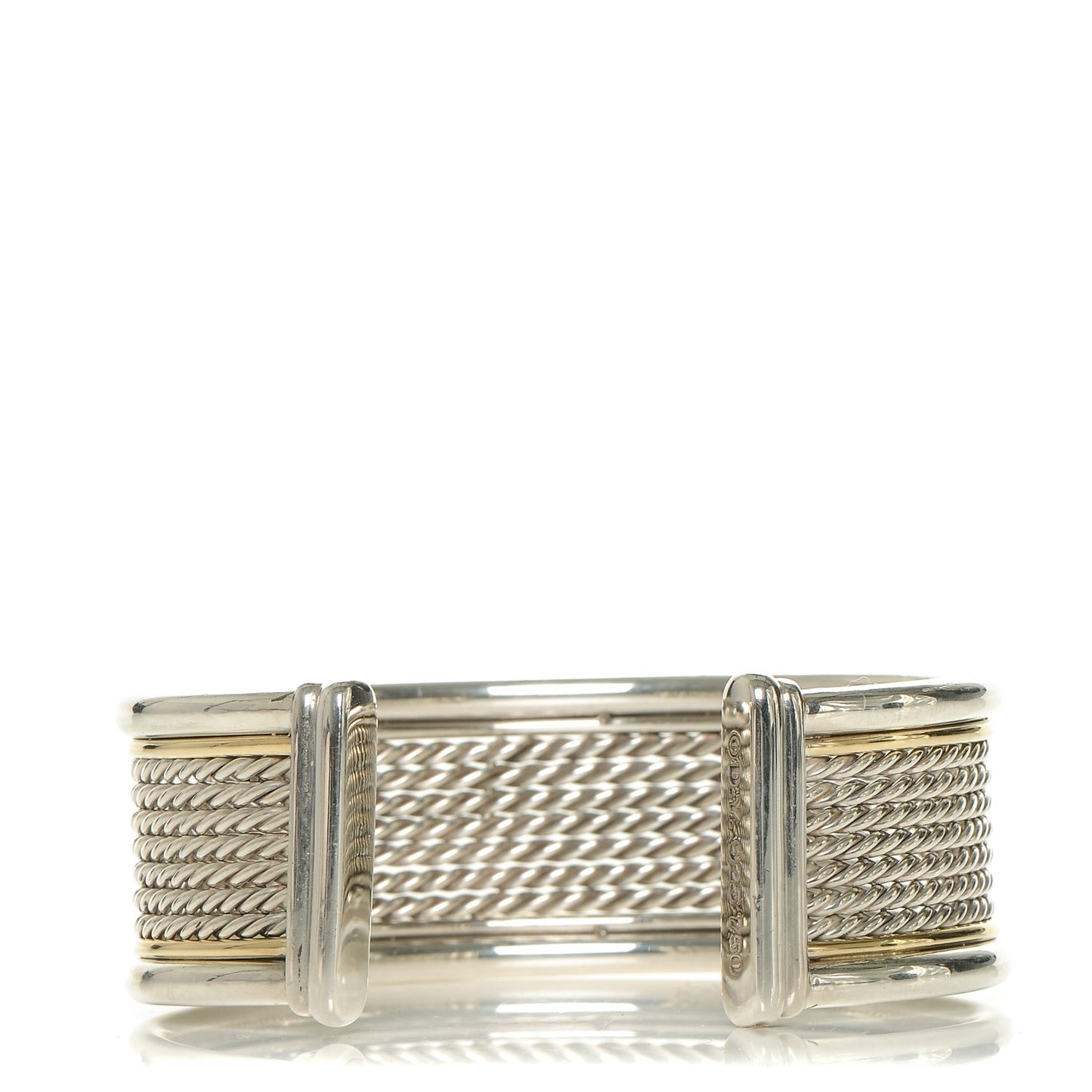 Sterling Silver 18K Yellow Gold 23mm Cable Cuff