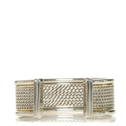 David Yurman Sterling Silver 18K Yellow Gold 23mm Cable Cuff 1 of 4
