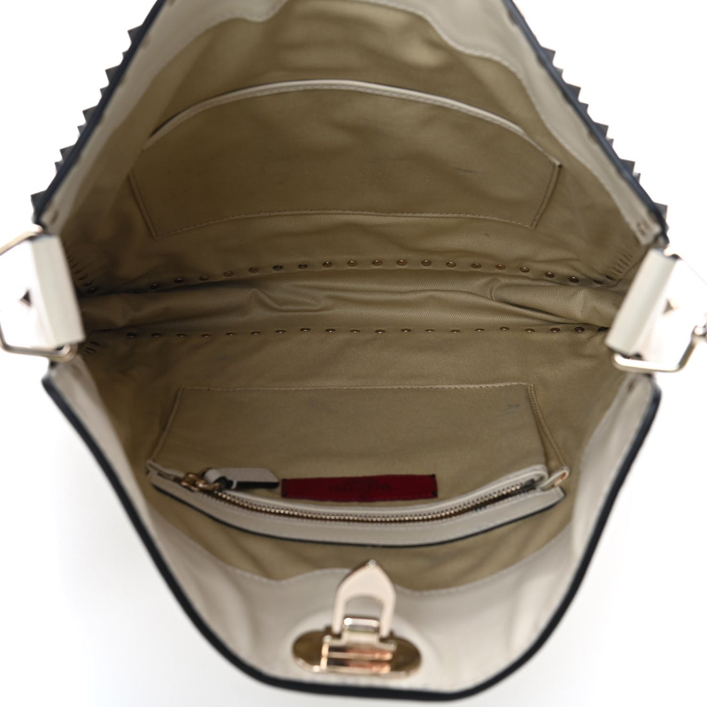 Vitello Large Rockstud All Over Flip-Lock Messenger Bag Light Ivory