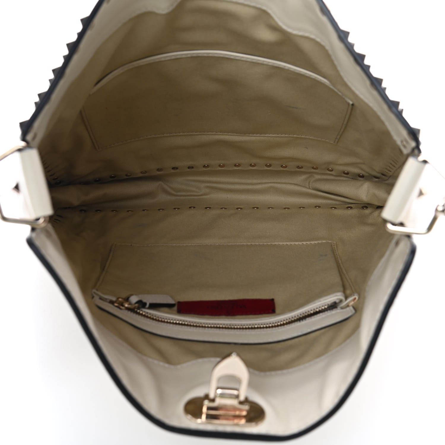Valentino Garavani Vitello Large Rockstud All Over Flip-Lock Messenger Bag Light Ivory 4 of 4