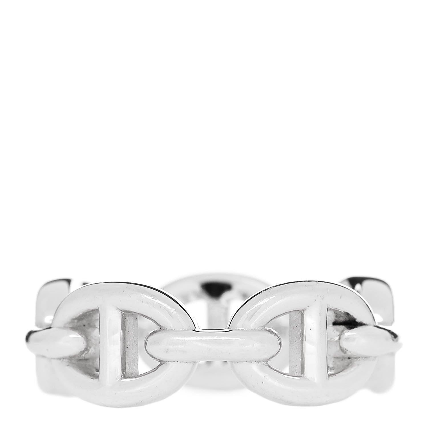 Hermes Sterling Silver PM Chaine d'Ancre Enchainee Band Ring 51 5.75 3 of 9