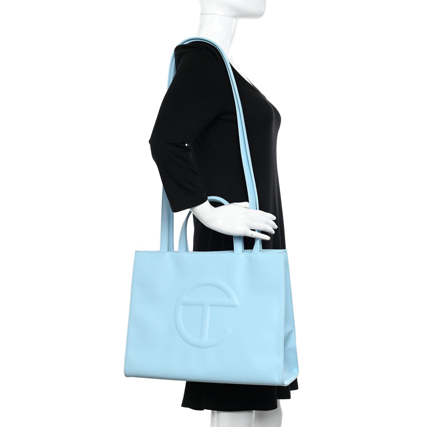 Vegan Leather Medium Shopping Bag Pool Blue