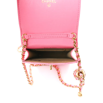 Chanel Lambskin Quilted Pearl Crush Phone Holder With Chain Pink 5 of 12