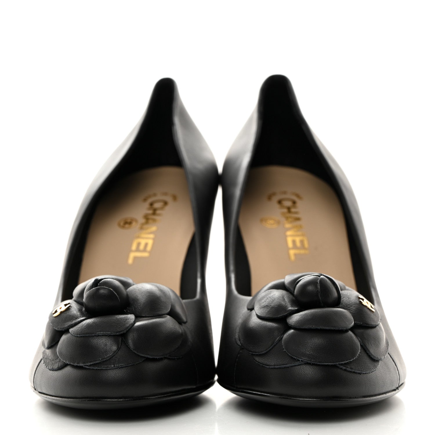Chanel Lambskin Camellia Pumps 39.5 Black 2 of 8
