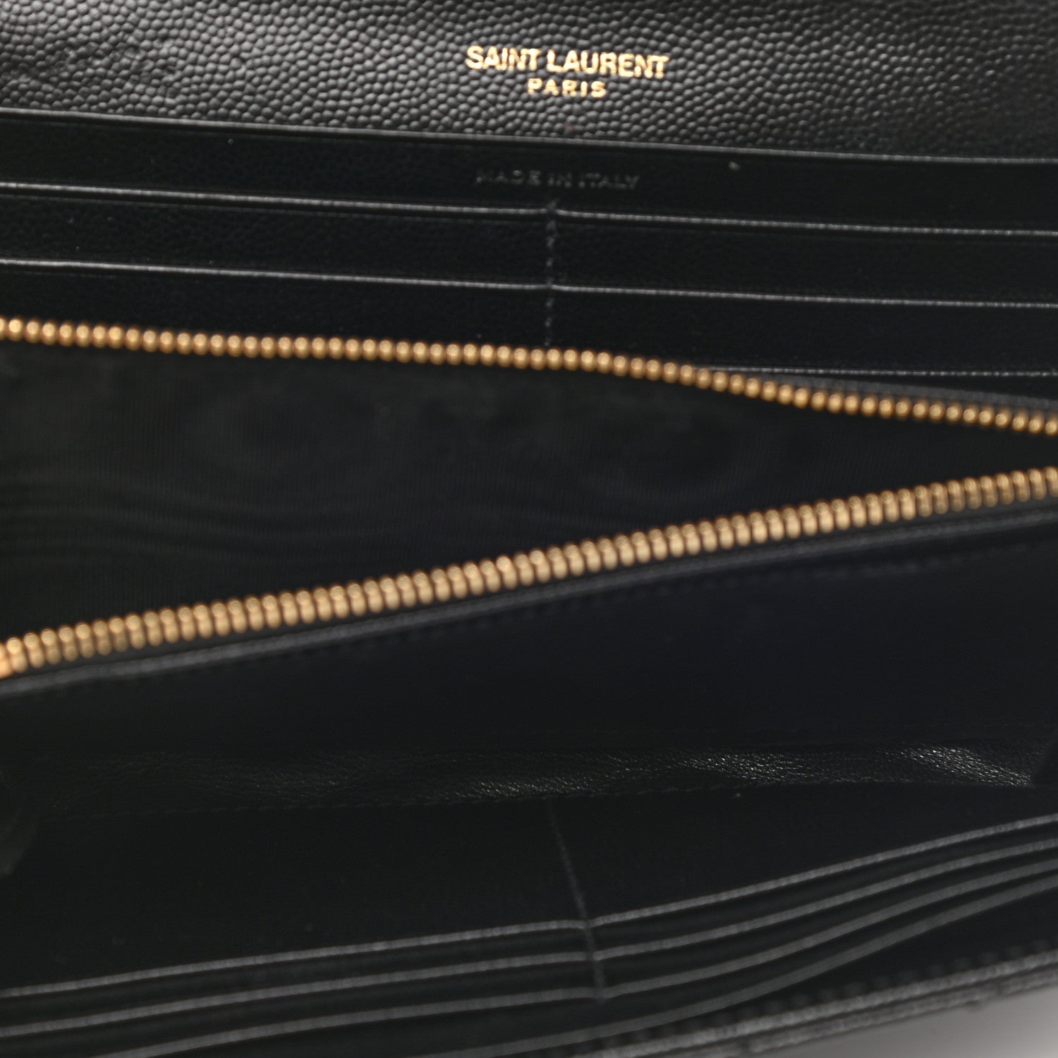 Saint Laurent Grain De Poudre Matelasse Chevron Monogram Flap Wallet Black 5 of 8