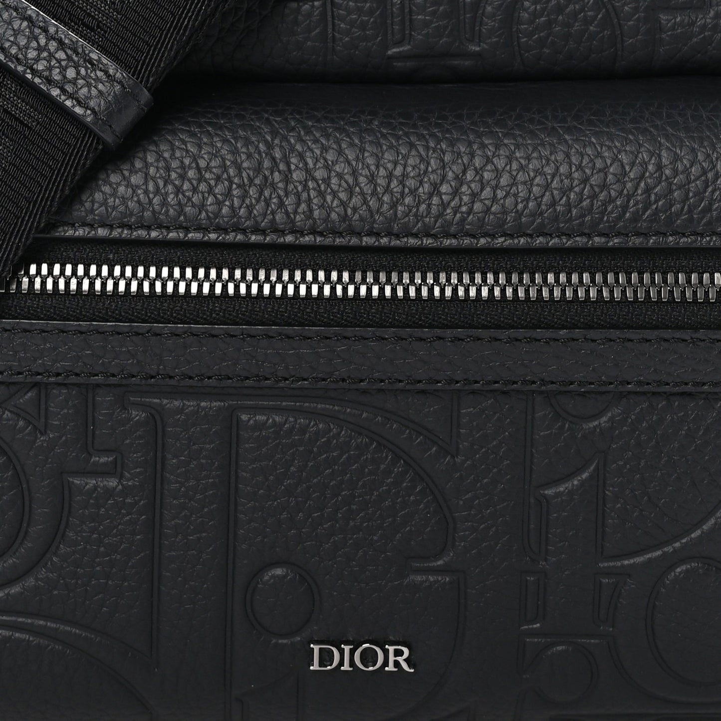 Grained Calfskin Embossed Dior Gravity Rider Zipped 2.0 Messenger Black