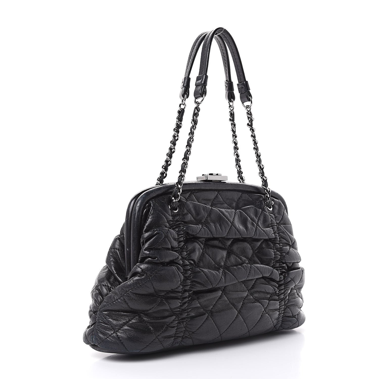 Chanel Lambskin Quilted Sharpei Frame Tote Black 3 of 19