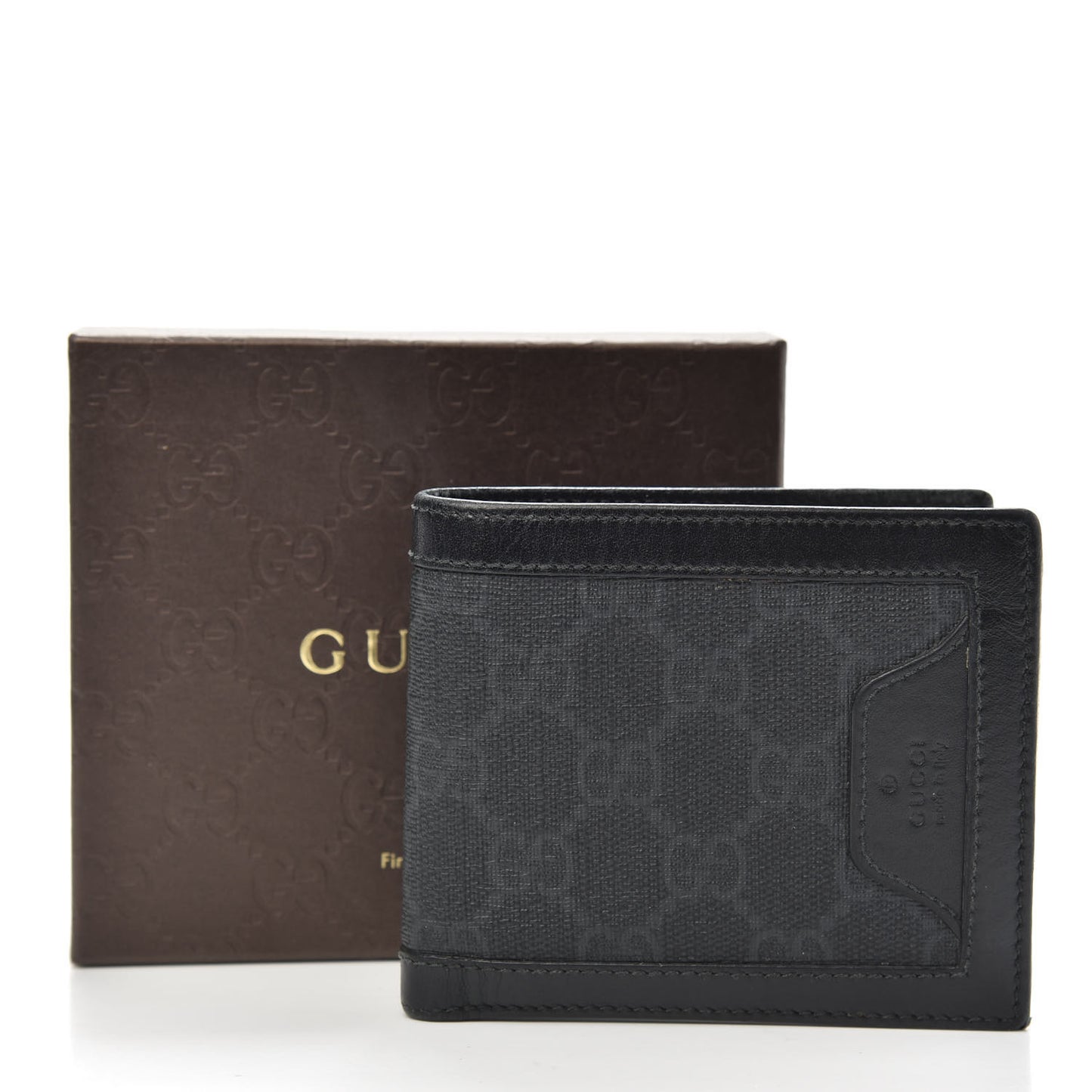 GG Supreme Monogram Bi-Fold Wallet Black Grey