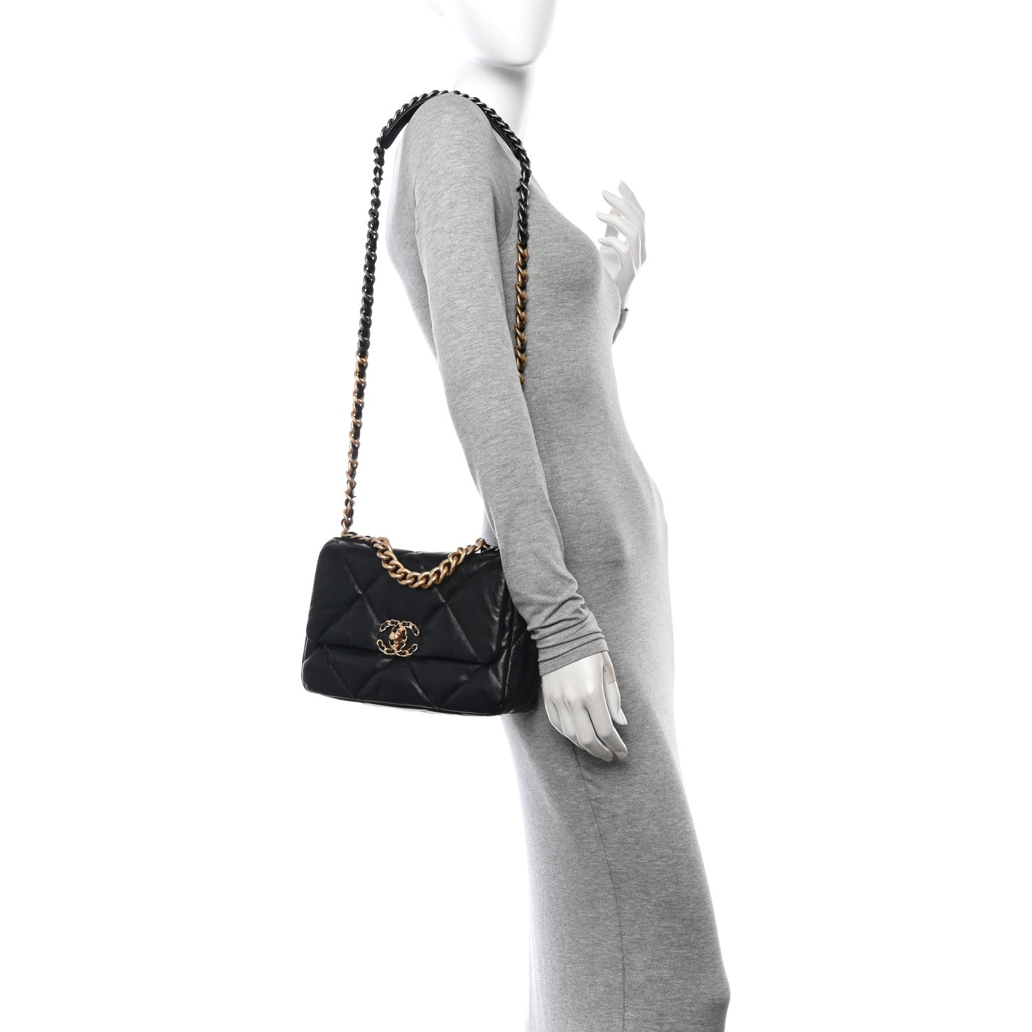 Chanel Lambskin Quilted Medium Chanel 19 Flap Black 2 of 10