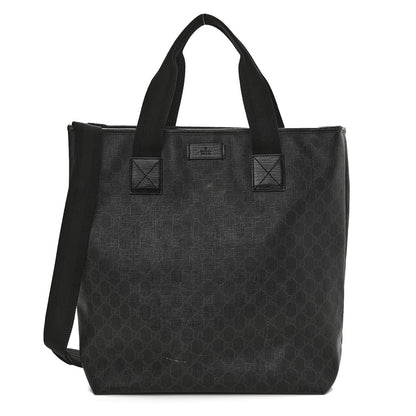 Gucci GG Supreme Monogram Web Handle Vertical Tote Black Grey 1 of 15