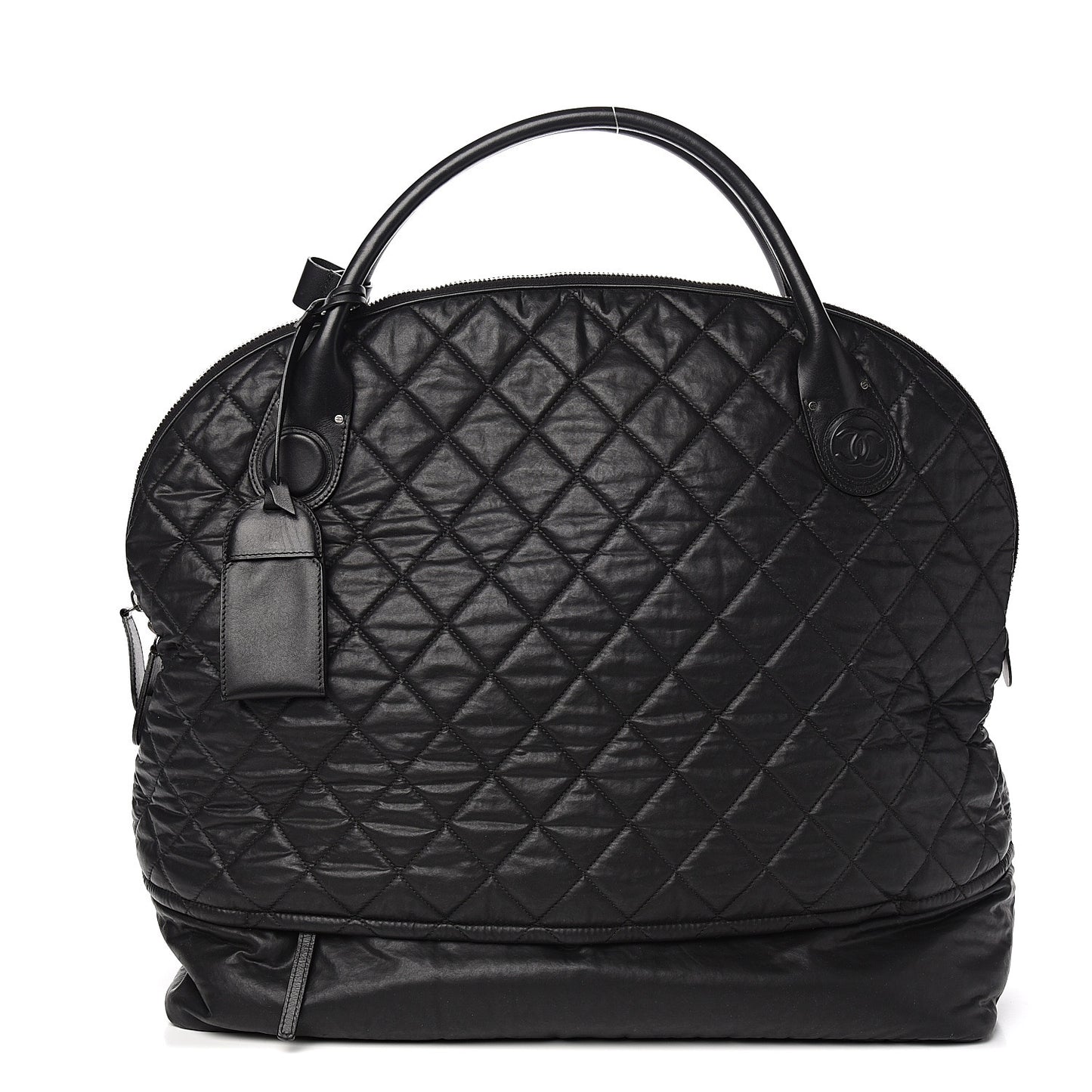 Coated Canvas Quilted Large Garment Travel Bag Black