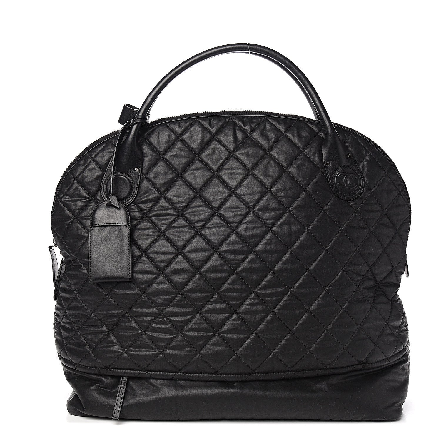 Chanel Coated Canvas Quilted Large Garment Travel Bag Black 1 of 9