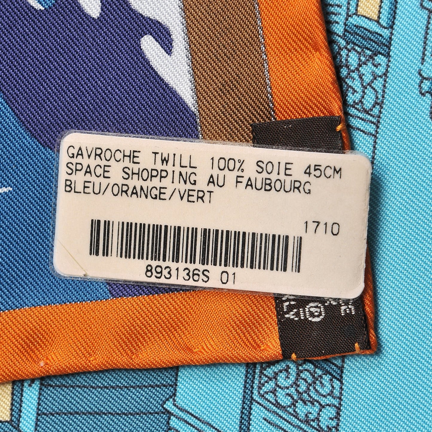 Silk Space Shopping Au Faubourg Pocket Square Bleu Orange Vert