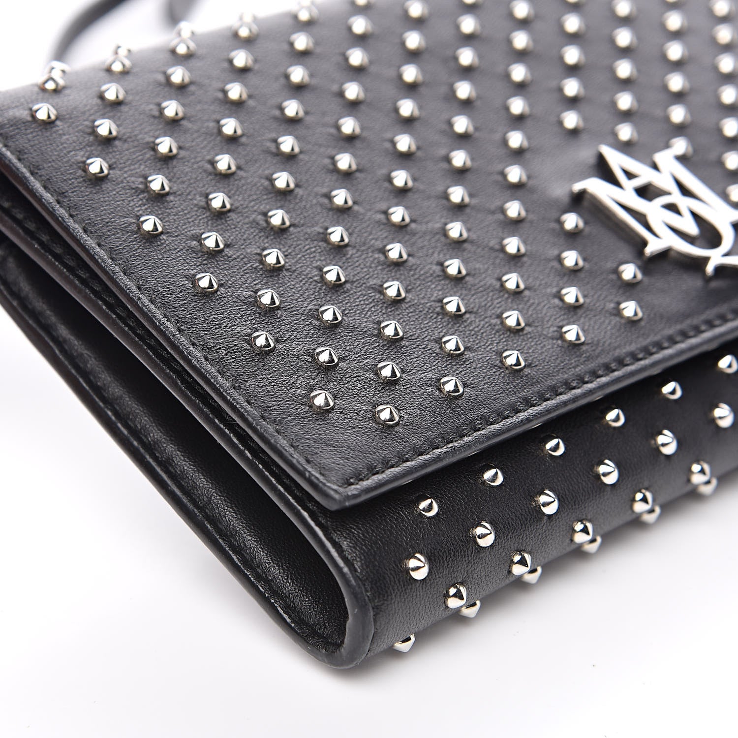 Alexander McQueen Calfskin Studded Insignia Pouch Black 8 of 13
