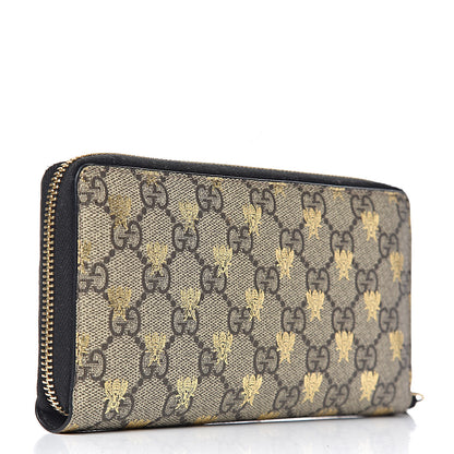 Gucci GG Supreme Monogram Bees Zip Around Wallet 3 of 7