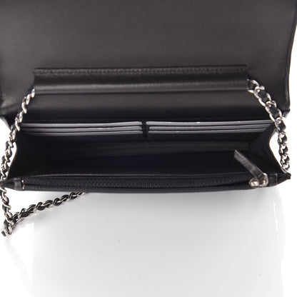 Chanel Lambskin Quilted Diamond CC Wallet On Chain WOC Black 5 of 13