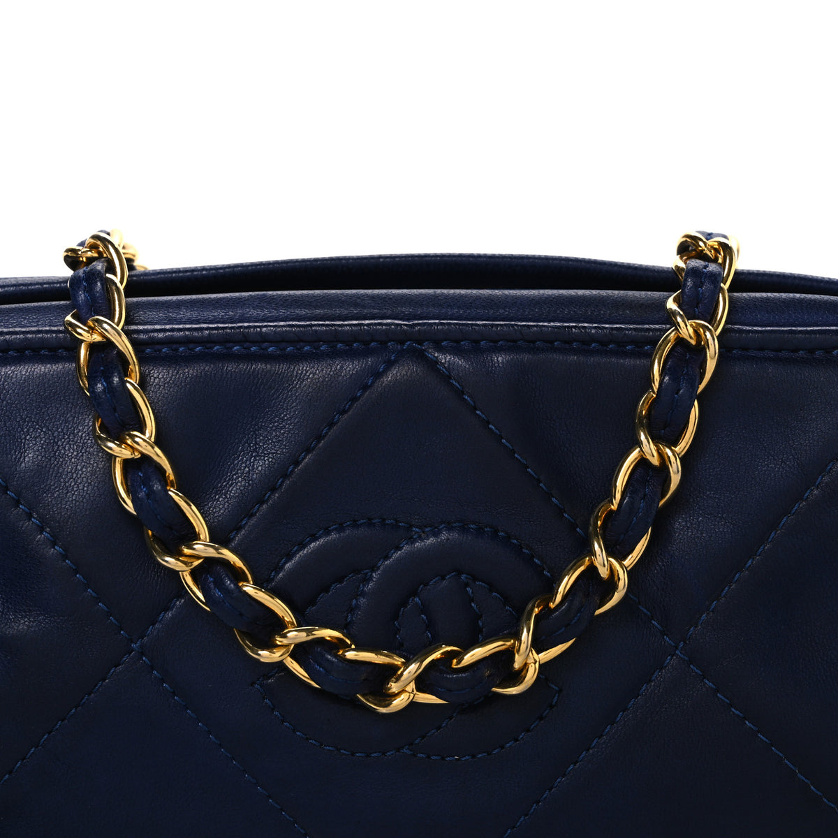 Lambskin Quilted Small Tassel Shoulder Bag Blue