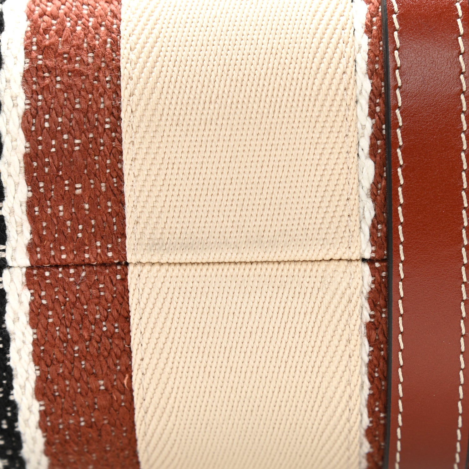 Chloe Woven Linen Large Woody Striped Ribbon Tote Sepia Brown 13 of 13