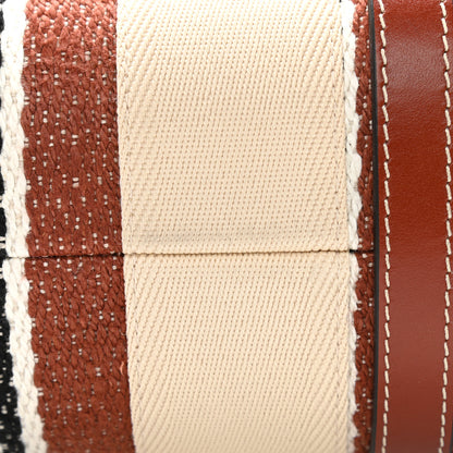 Chloe Woven Linen Large Woody Striped Ribbon Tote Sepia Brown 13 of 13