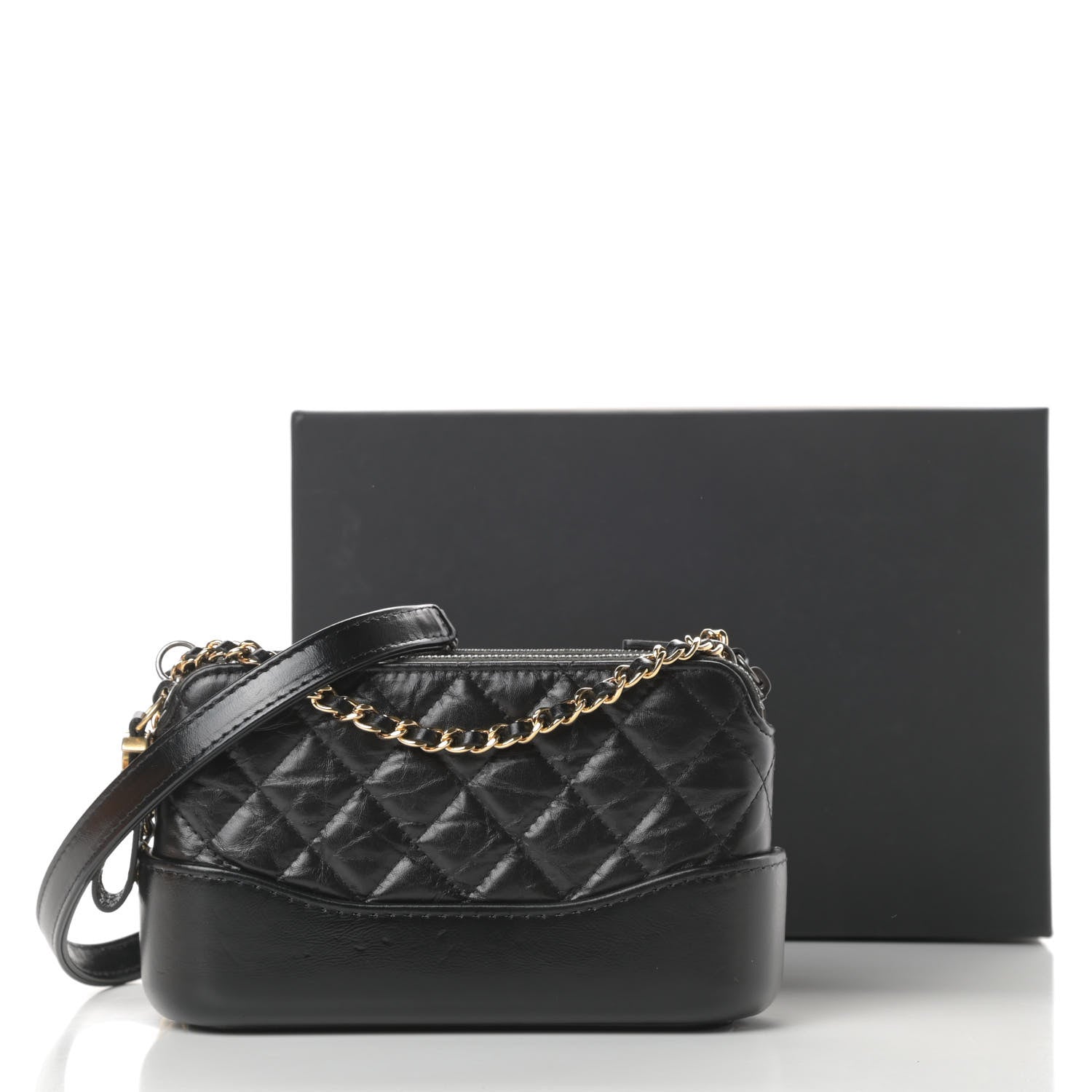 Chanel Aged Calfskin Quilted Small Gabrielle Clutch With Chain Black 17 of 17