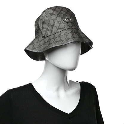 Gucci GG Supreme Monogram Textured Dollar Calfskin GG Blackie Fedora Hat L Grey Black Graphite 2 of 9