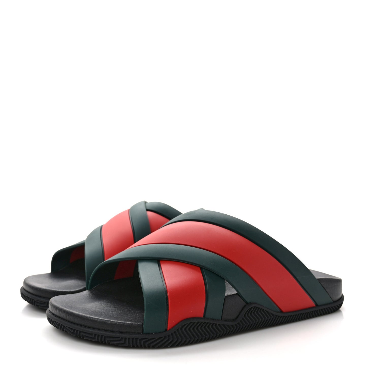 Rubber Web Mens Criss Cross Slide Sandals 9 Green Red